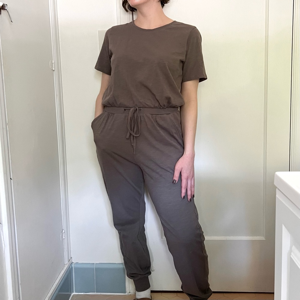 Pact 100% Cotton Relaxed House Jumpsuit Graphite - size S